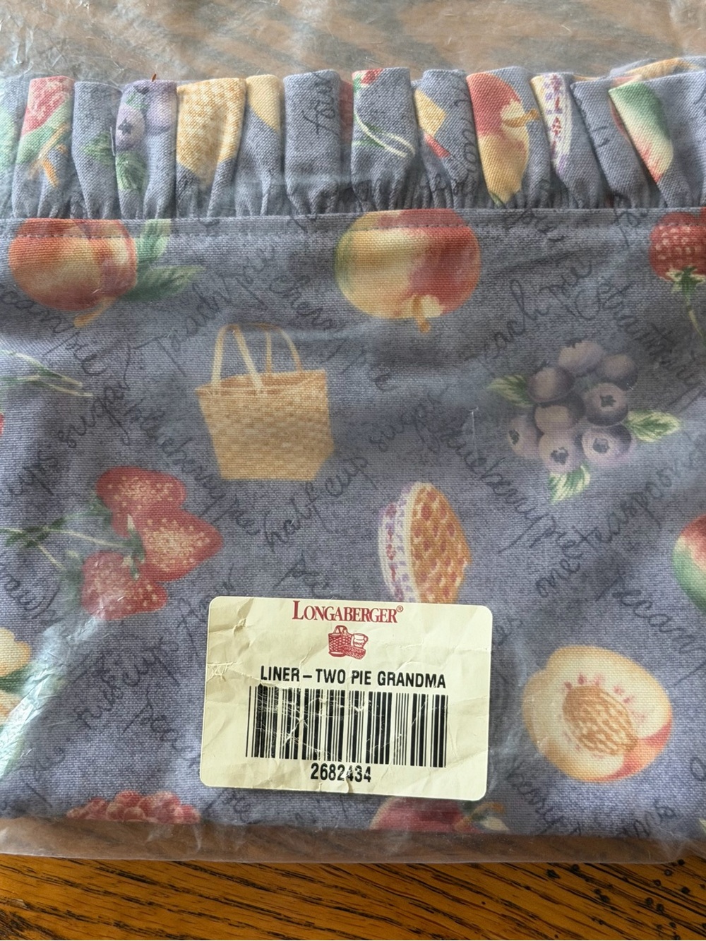 Longaberger Grandma Bonnie Two Pie Basket Liner